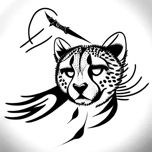 Cheetah With Peache Bird Through Dagger
