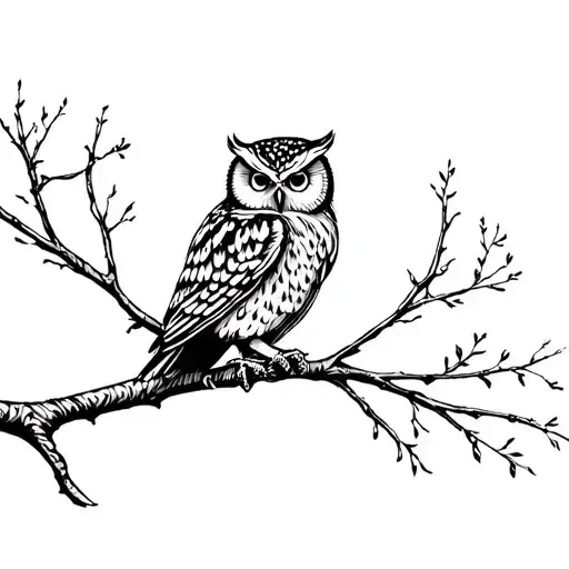 Owl Perched On A Tree