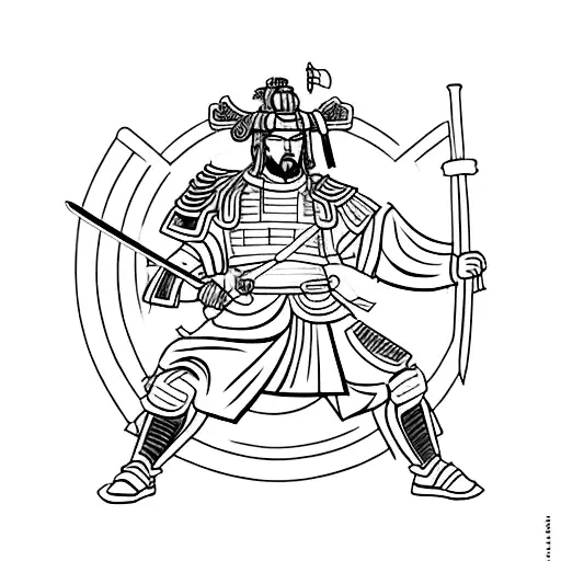 A Fusion Of A Samurai And A Roman Gladiator In Battle