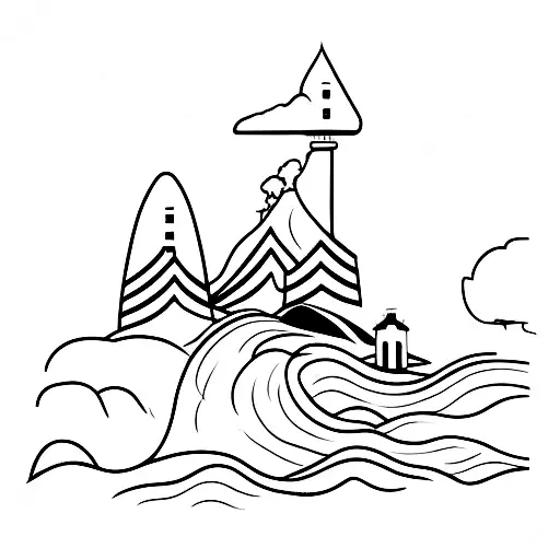 Beach Mountain Lighthouse Forest Wave In Line