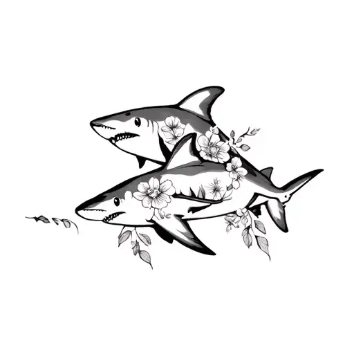 Sharks With Floral