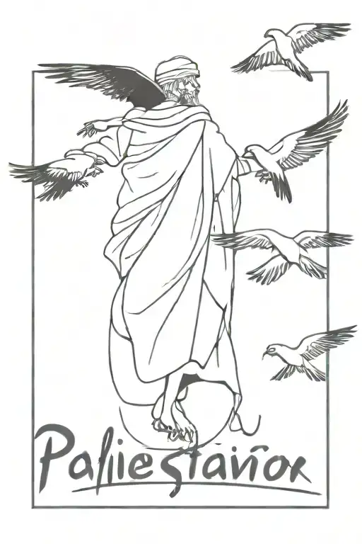 Palestinian In Arabic With Crows Flying Off The Word