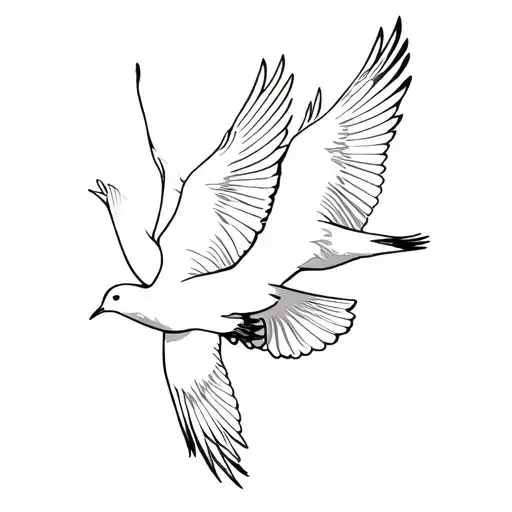 4 Doves Flying Together Symbolizing Family To Be Placed On Ribs Black And White And Masculine