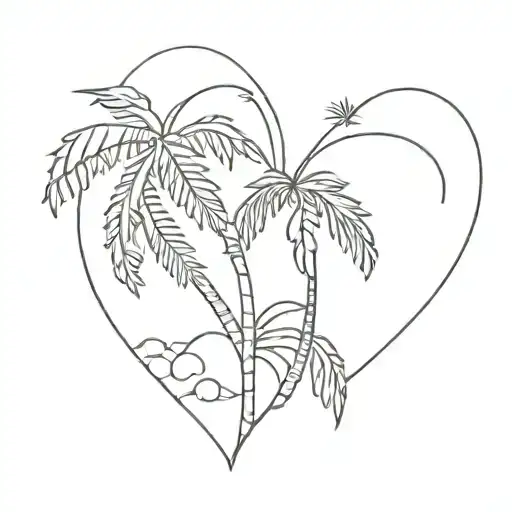Sun Palm Tree Heart