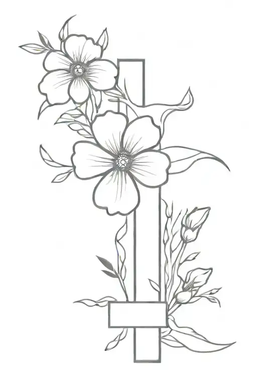 Semicolon Cross With Flowers