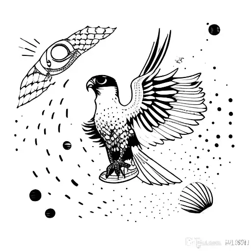 Black And White Street Art Falcon Diving