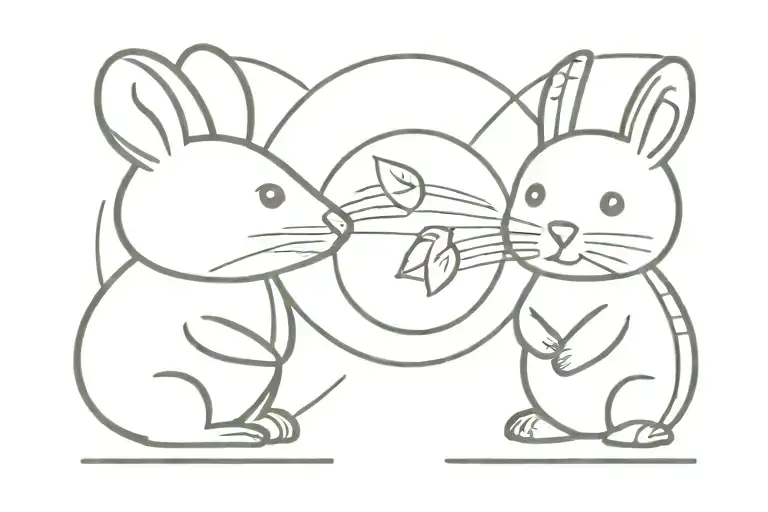 Beaver And Bunny In Circle With Two Elipses