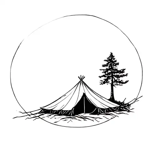 A Round Military Tent With A Tree Falling Over It