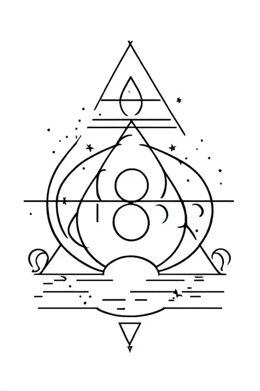 Alchemist Triangle With Crescent Moon Phases Verticle Geometric Design