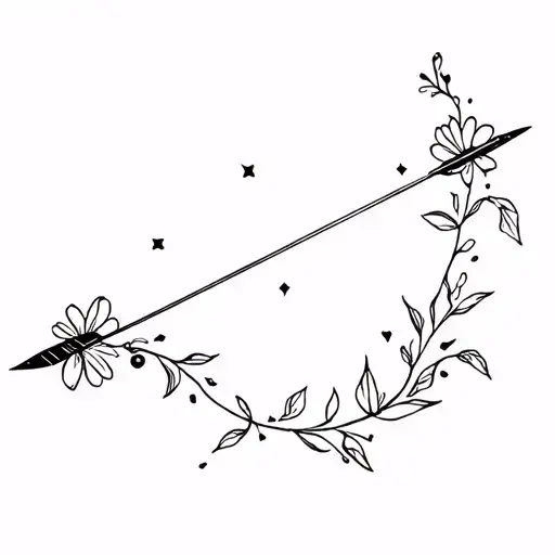 Constellation Sagittarius Bow And Arrow With Flowers
