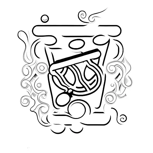 A Swimming Pool Shaped Like A Whiskey Glass With Cigar Smoke Forming Money Symbols