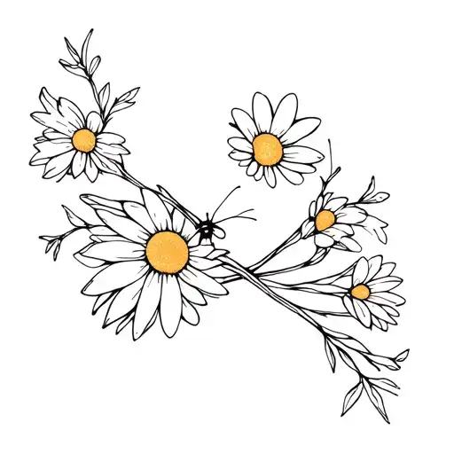 Infinite Daisy Butterfly Intertwined In Two Branches
