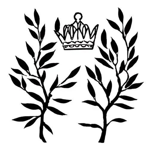 Two Branches Of Olive Trees That Branch Off To The Right And Left With A Crown Above In The Center