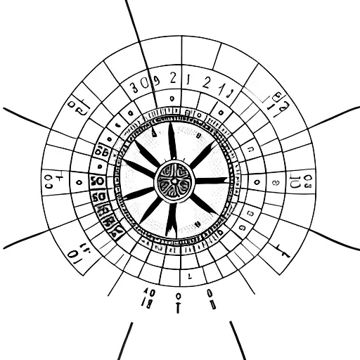 A Minimalist Tattoo Design Of A Roulette Wheel With A Paw Print In Place Of The Ball