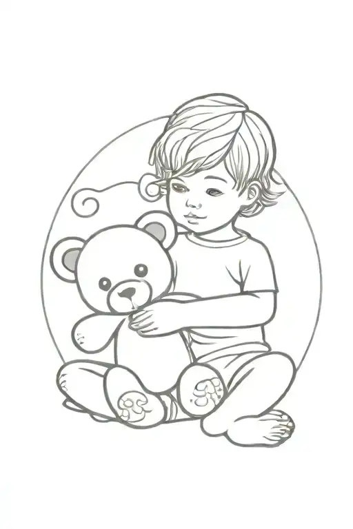 Child With Medusas Hair Holding Teddy Bear