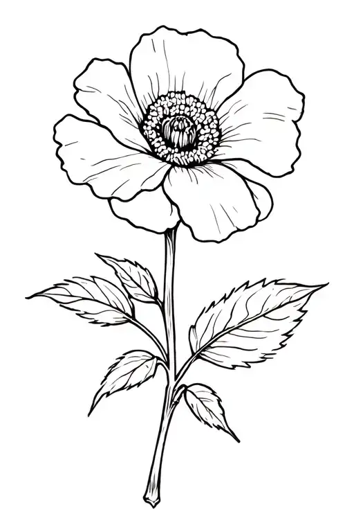 Cherokee Rose On A Stem Outline