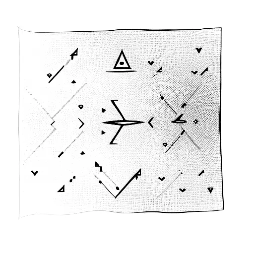 Pattern Of Black Little Curved Stylized Arrows