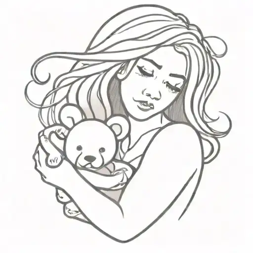 Sad Young Girl With Medusa Hair And Holding A Teddy In Her Hand