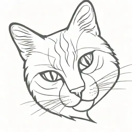 Tuxedo Cat Face Outline