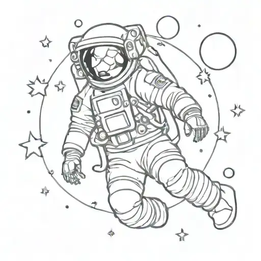 Astronaut Floating In Space Surrounded By Glowing Q2s Stars