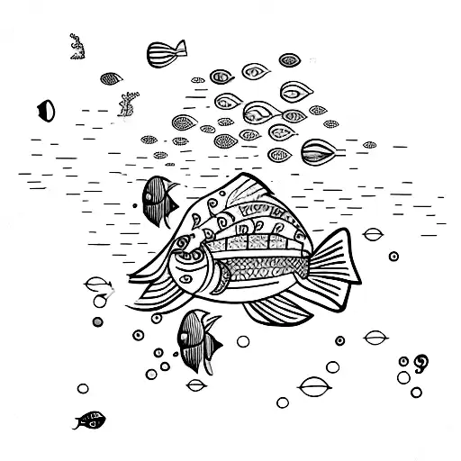 Underwater Cityscape With Colorful Fish And Coral Reefs