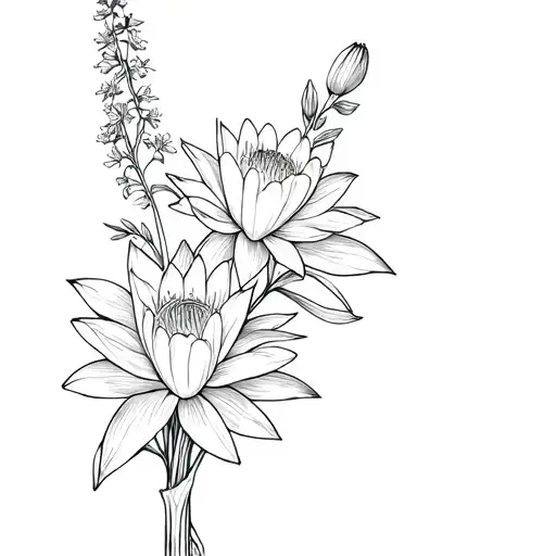 Larkspur And Water Lily Flower Bouquet Fineline