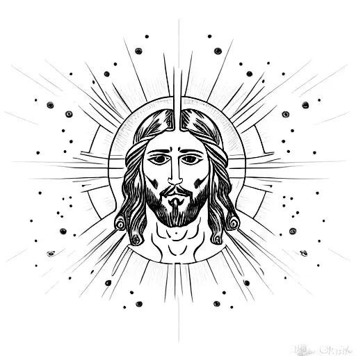 A Realistic Portrait Of Jesus With A Halo Of Light Around His Head