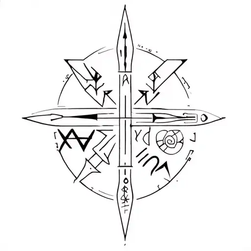 A Mix Of Nordic Runes In A Cyberpunk Style