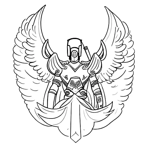 Angel With Warrior Helmet