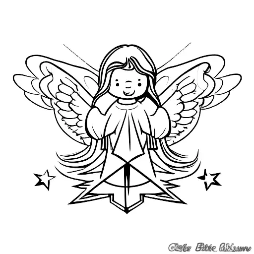 Angel With 3 Stars In Background