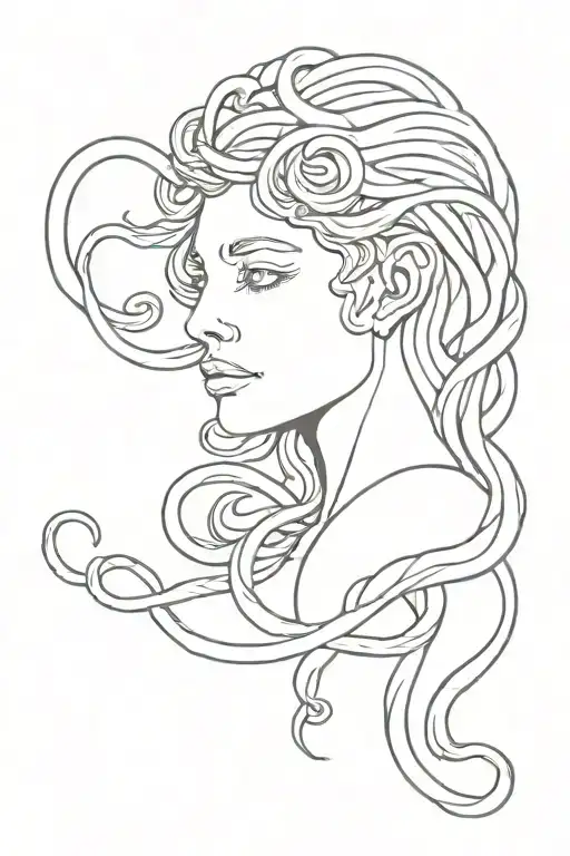Fine Line Medusa Greek Mythology