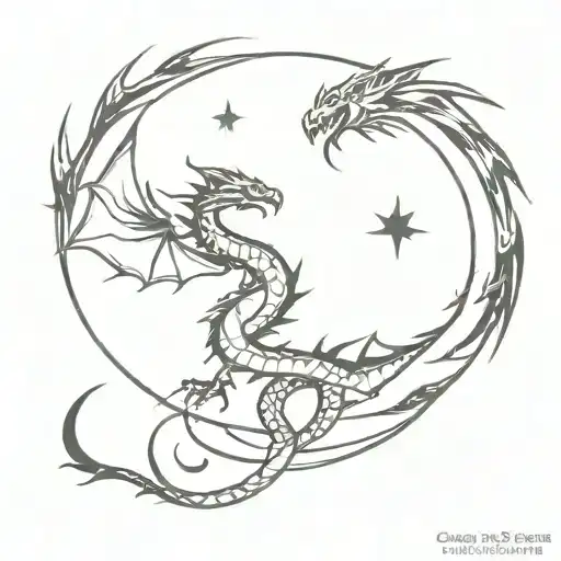 A Dragon With A Sun And A Dragon With A Moon