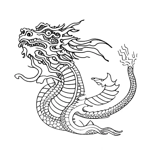 A Japanese Dragon Swimming Among Marine Animals In An Aquarium