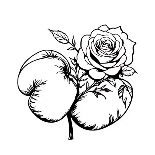 Boxing Gloves With Thorny Rose Growing Out Of The Gloves