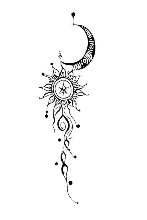 Henna Tattoo With Sun And Moon