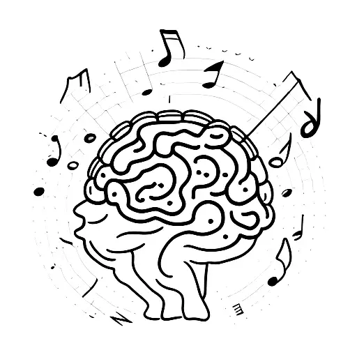 Disco Ball Brain With Music Notes And Butterflies