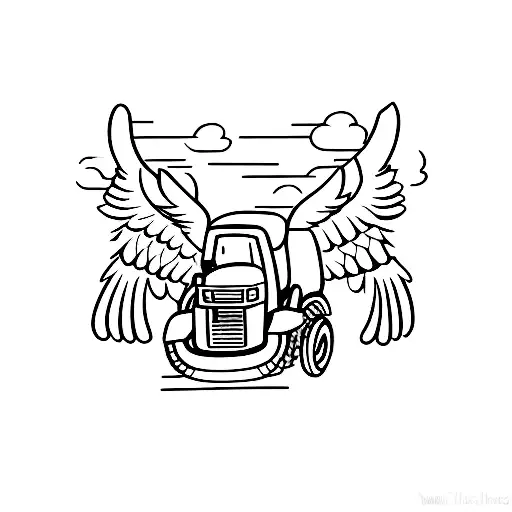 A Bird On Top Of A Tractor With Wings On Tractor