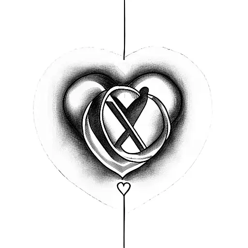 Heart With 2 Kids Initials