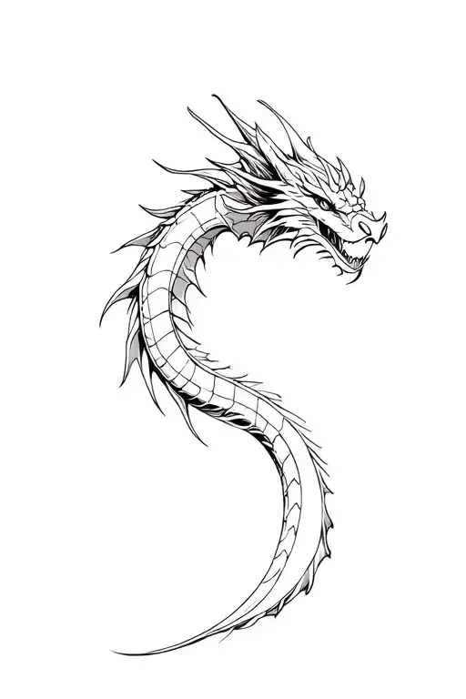 A Japanese Medieval Dragon Flying