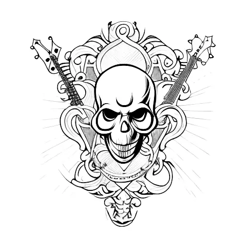 A Guitar With A Skull