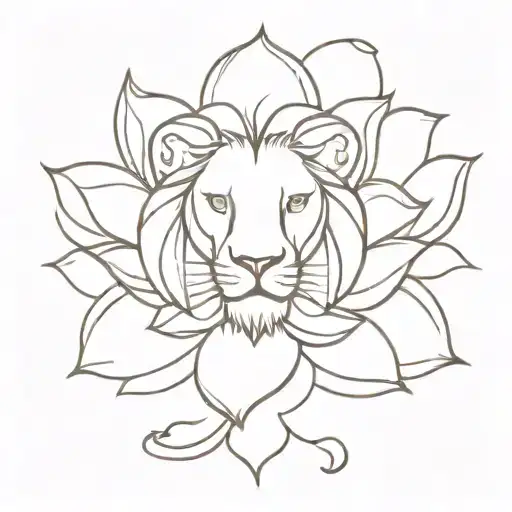 Lion Coming Out Of The Lotus Flower