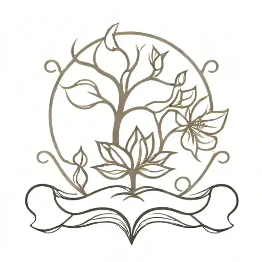 Tree Of Life With Lotus Flowers