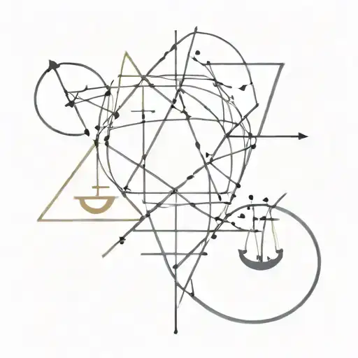 An Abstract Design Merging Economics And Law Symbols In A Harmonious Way