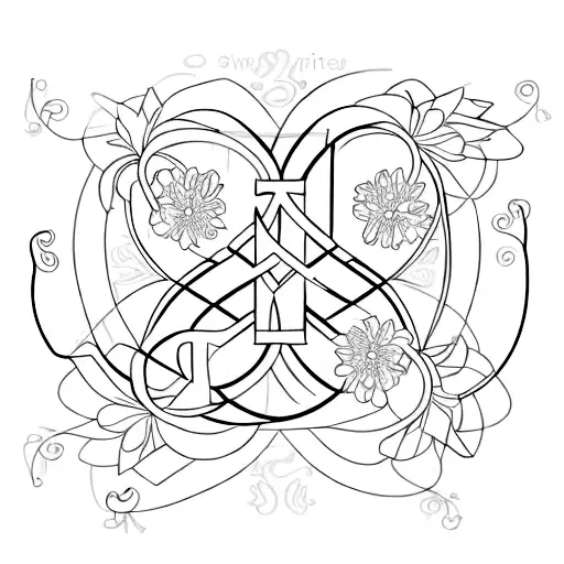 A Minimalist Design Of The Initials S S J L Intertwined With Delicate Floral Elements