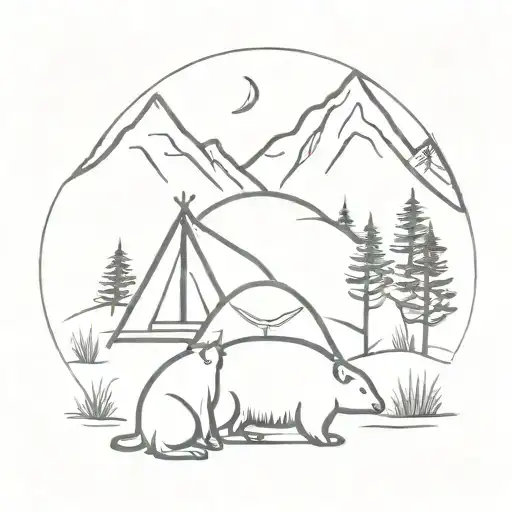 Wombats Camping Scene