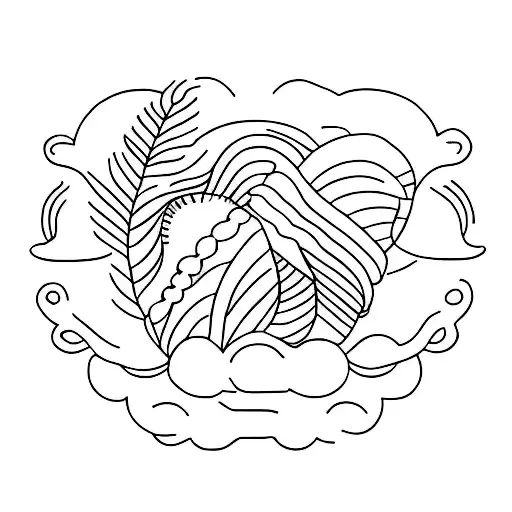 Couple Matched Tattoo Related To Beach