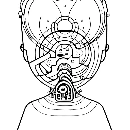 A Futuristic Cyborg Merging With A Tree To Represent Growth And Development
