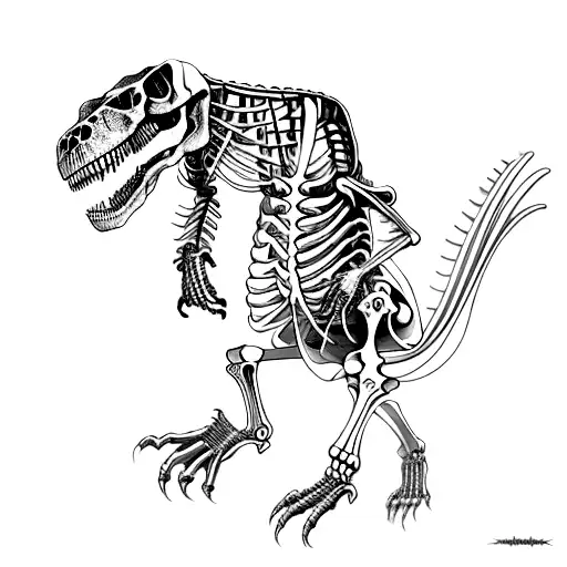 A T Rex Morphing Half Skeleton