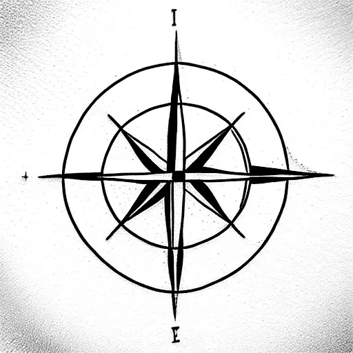 Make A Tattoo With A Compass Surrounded By Nature With A Traveller