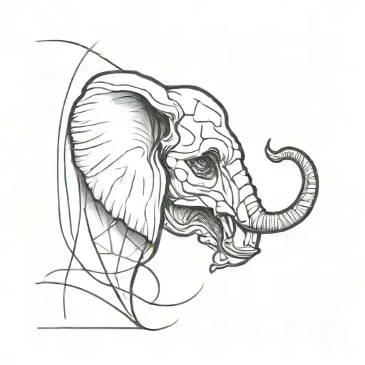 Elephant Head Half Skull Half Face